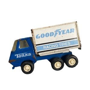 1970s Tiny Tonka " Goodyear Racing Tires " TRUCK 5" BLUE / WHITE Vintage Metal